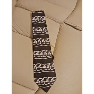 Vintage HALSTON Geometric Abstract 100% Italian Silk‎ Tie Made in USA